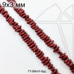 Гематит крошка бордовая 9х3 мм 1/2 нити
