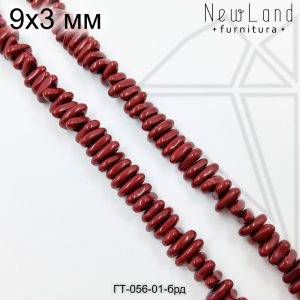 Гематит крошка бордовая 9х3 мм 1/2 нити