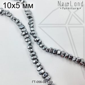 Гематит крошка серебристый 10х5 мм 1/2 нити