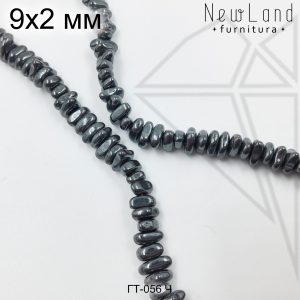 Гематит крошка черный 9х2 мм 1/2 нити