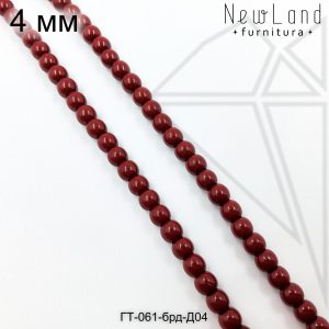 Гематит круглый бордовый 4 мм 1/2 нити