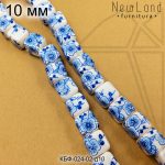 Керамическая бусина белая куб гжель синяя 10 мм 1/2 нити