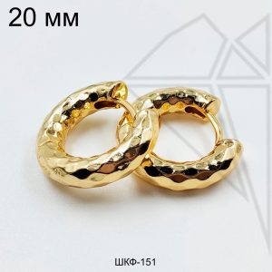 Швензы конго с тиснением ромб, круглые 20 мм (золото)