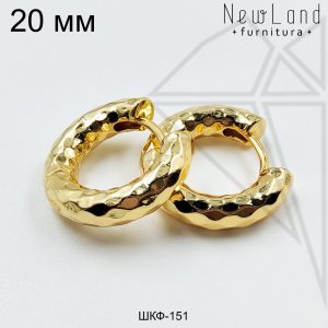 Швензы конго с тиснением ромб, круглые 20 мм (золото)