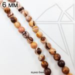 Яшма Мукаит круглая гладкая 6 мм 1/2 нити