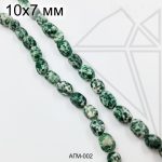 Агат моховой галтовка 10х7 мм 1/2 нити