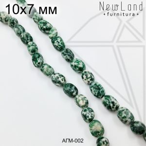 Агат моховой галтовка 10х7 мм 1/2 нити