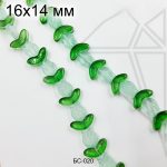 Стеклянные бусины Цветок зеленый 1/2 нити