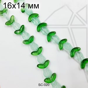 Стеклянные бусины Цветок зеленый 1/2 нити