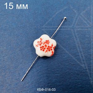 Керамическая бусина звездочка гжель красная 13х15 мм