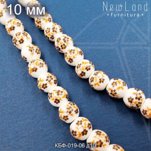 Керамическая бусина гжель коричнево-желтая 10 мм 1/2 нити