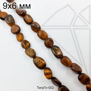Тигровый глаз галтовка глянцевый гладкий 9х6 мм 1/2 нити