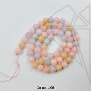 Халцедон (агат) МИКС круглый гладкий 1/2 нити 8 мм