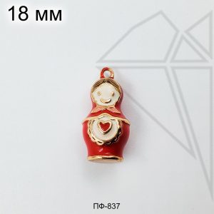 Подвеска Матрешка красная 18 мм (золото)