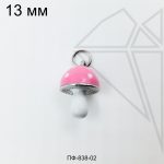 Подвеска Мухомор розовый 13 мм (родий)
