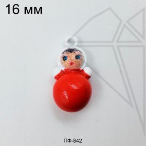 Подвеска Матрешка красно-белая 16 мм