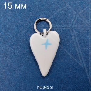 Подвеска сердце БЕЛОЕ 15 мм (родий)