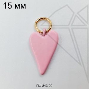 Подвеска сердце РОЗОВОЕ 15 мм (золото)