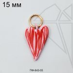 Подвеска сердце КРАСНО-РОЗОВОЕ 15 мм (золото)