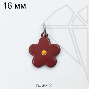 Подвеска цветок бордовый 16 мм (родий)