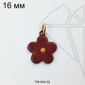Подвеска цветок бордовый 16 мм (золото)