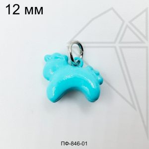 Подвеска лошадь ГОЛУБАЯ 12 мм (родий)