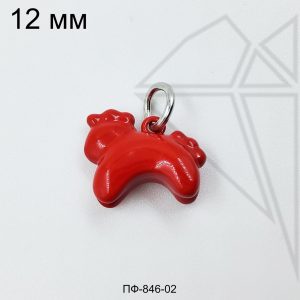 Подвеска лошадь КРАСНАЯ 12 мм (родий)