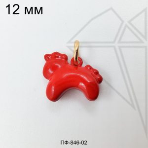 Подвеска лошадь КРАСНАЯ 12 мм (золото)