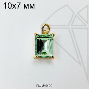 Подвеска прямоугольная с зеленым фианитом 10 мм (золото)