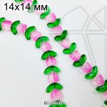 Стеклянные бусины Цветок сиренево-розовый 1/2 нити