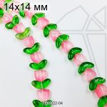 Стеклянные бусины Цветок розовый 1/2 нити