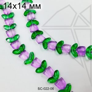 Стеклянные бусины Цветок сиреневый 1/2 нити