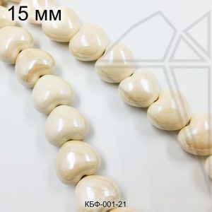 Керамическая бусина молочное сердце 15×16 мм 1/2 нити
