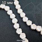 Керамические бусины цветок белый 10 мм 1/2 нити