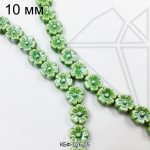 Керамические бусины цветок зеленый 10 мм 1/2 нити