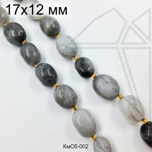 Солнечный камень серый галтовка 17х12 мм 1/2 нити