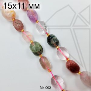 Микс камней галтовка 15х11 мм 1/2 нити