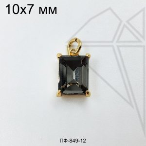 Подвеска прямоугольная с фианитом "Черный бриллиант" 10х7 мм (золото)