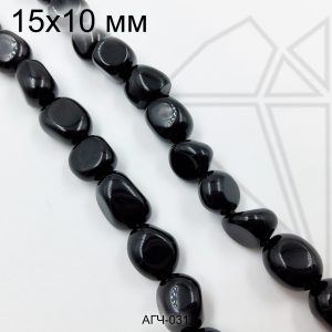 Агат черный галтовка 15х10 мм 1/2 нити