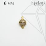 Замок магнитный круглый с фианитами 6 мм (золото)