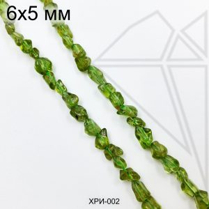 Хризолит галтовка 6х5 мм 1/2 нити