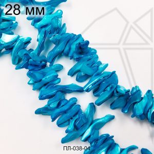 Перламутр лепестки голубые 28х6 мм 1/2 нити