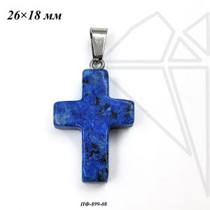 Подвеска крест Лазурит 26×18 мм (родий)