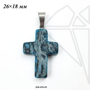 Подвеска крест Бирюза 26×18 мм (родий)