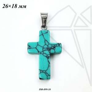 Подвеска крест Турквенит голубой 26×18 мм (родий)
