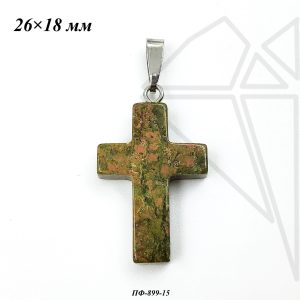 Подвеска крест Унакит 26×18 мм (родий)
